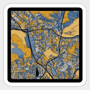 Glendale Map Pattern in Blue & Gold Sticker